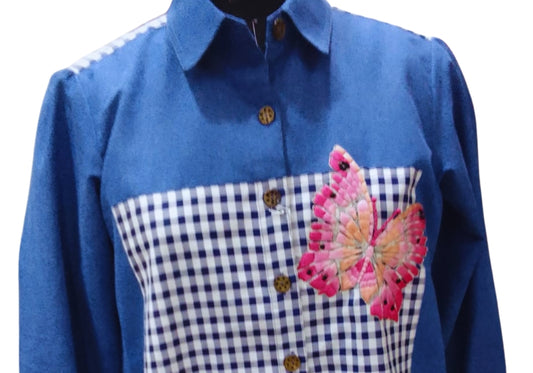 Abstract Patchwork Oversized Shirt – Artistic & Trendy