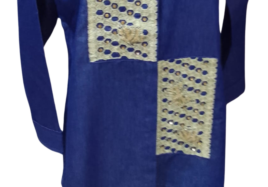 Luxe Gold Thread Embroidered Shirt Statement Piece