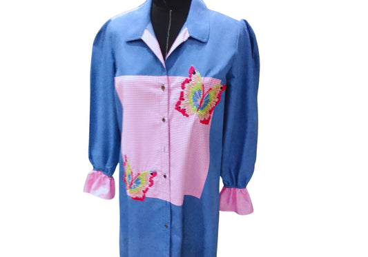 Boho Patchwork Linen Shirt Vintage Charm