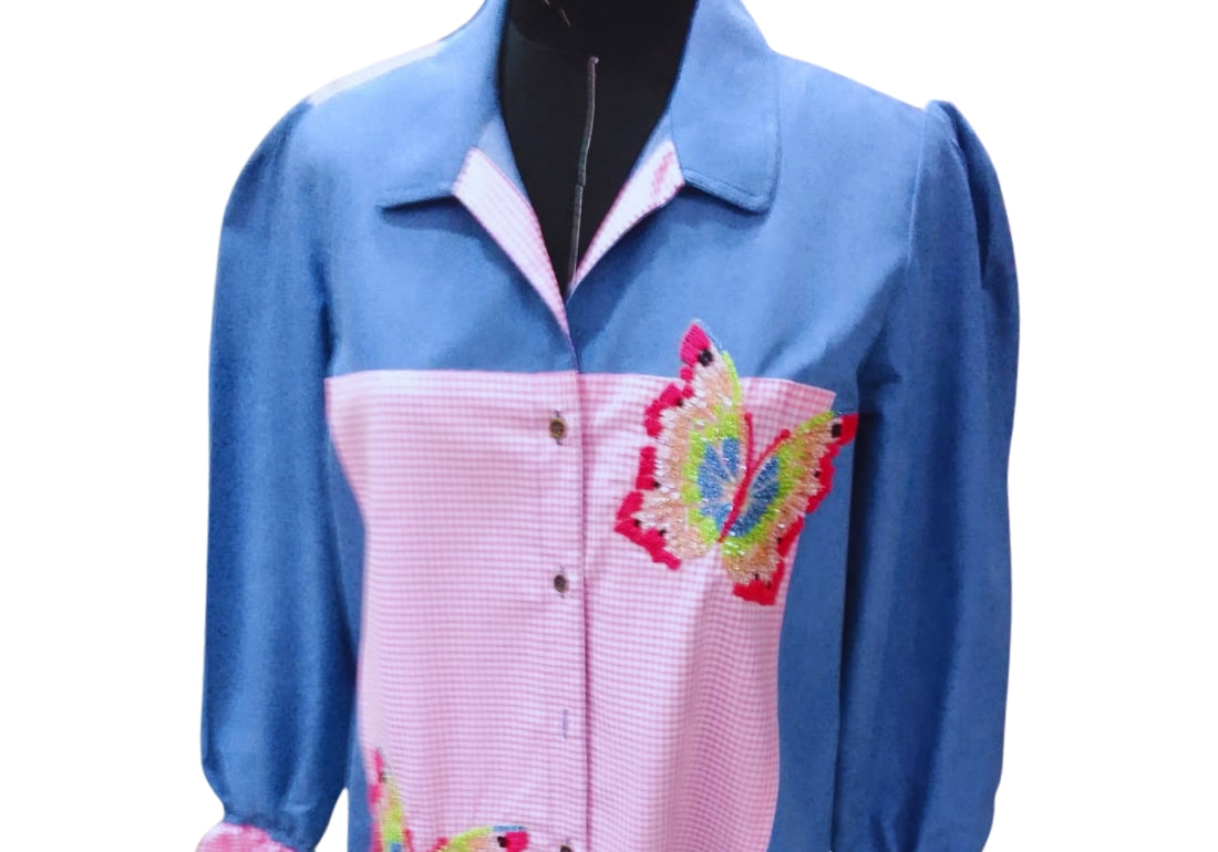 Boho Patchwork Linen Shirt Vintage Charm