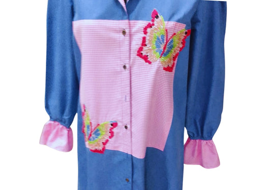 Boho Patchwork Linen Shirt Vintage Charm