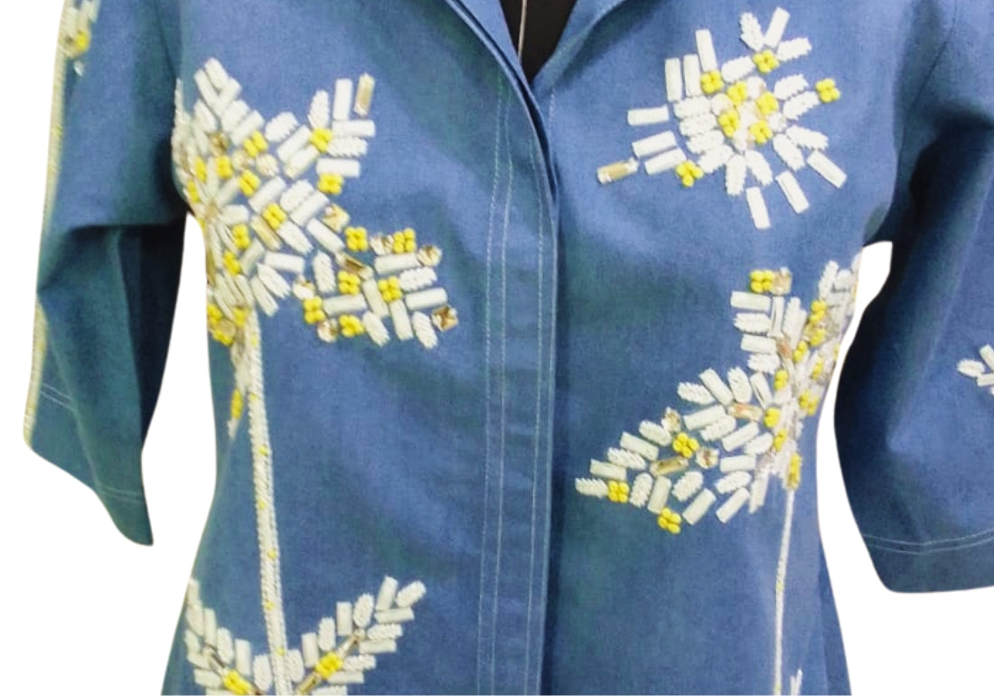 Floral Threadwork Embroidered Shirt