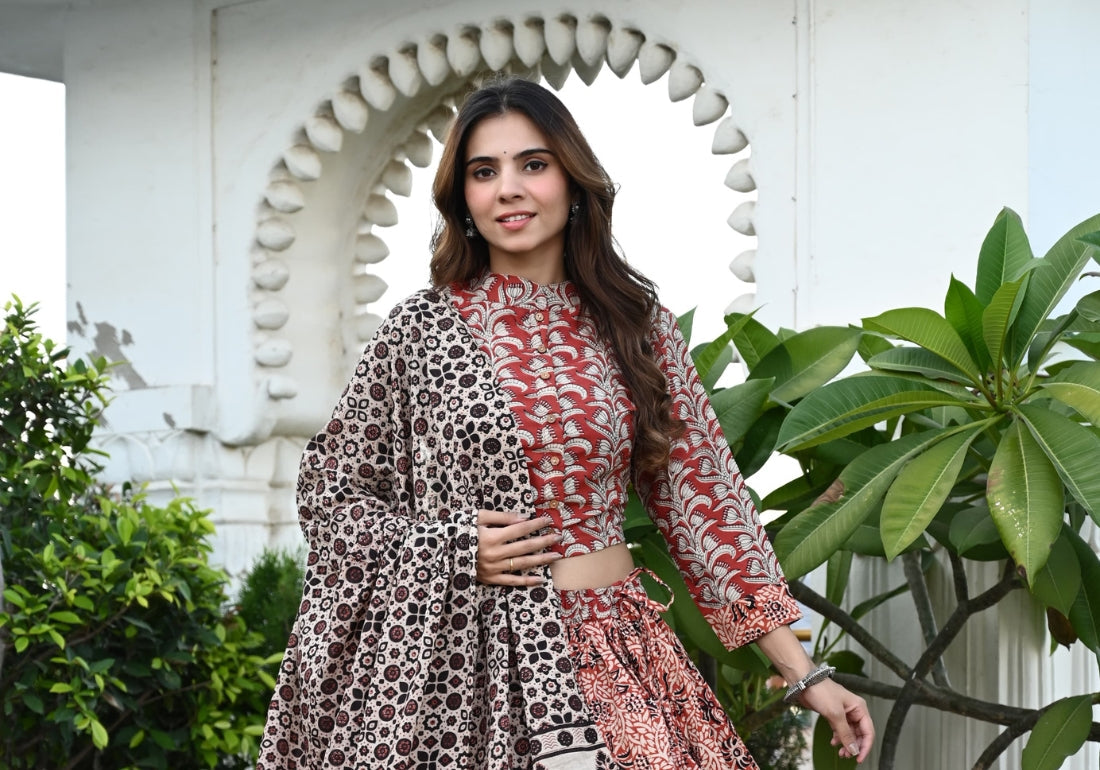 Blooming Garden Pastel Printed Cotton Lehenga Choli
