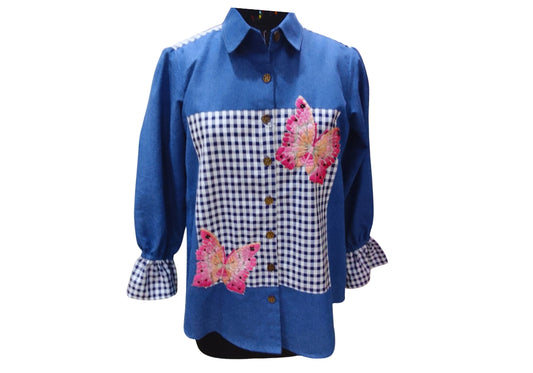 Abstract Patchwork Oversized Shirt – Artistic & Trendy