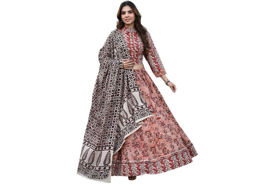 Blooming Garden Pastel Printed Cotton Lehenga Choli