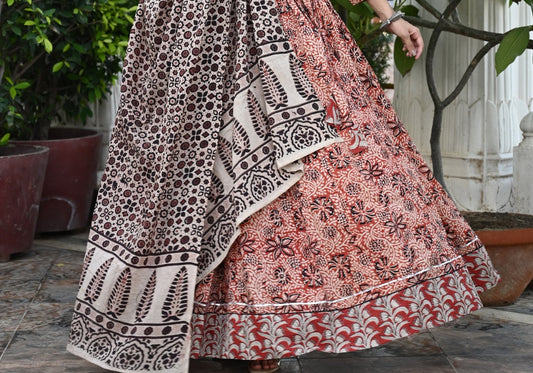 Blooming Garden Pastel Printed Cotton Lehenga Choli