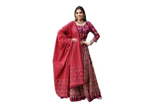 Vibrant Mosaic Geometric Print Cotton Lehenga Choli